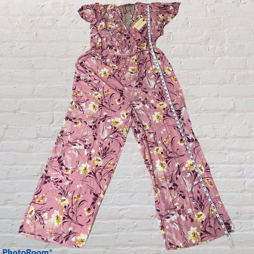 Band of Gypsies Pink Floral Pant Jumpsuit XXL - Picture 3 of 13